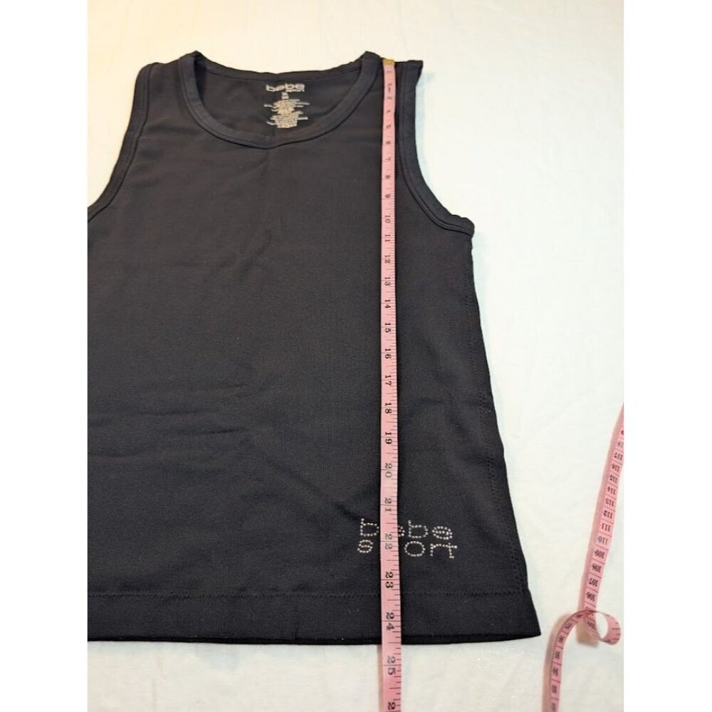 Bebe Sport women's size XL black tank top with rhinestone logo G12 - Picture 3 of 5